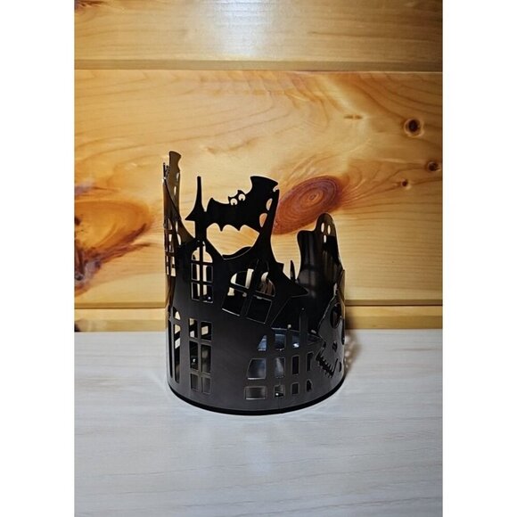 Haunted House 3-Wick Candle Holder Halloween Metal Slatkin/Bath & Body Works - Picture 3 of 13